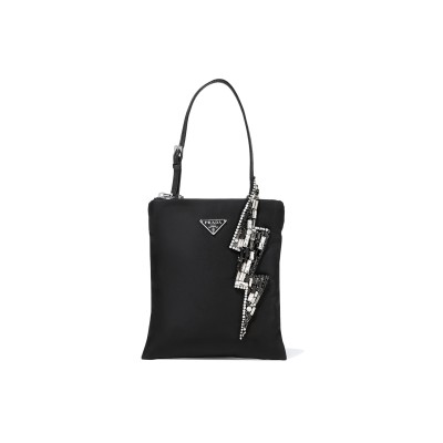 PRADA LIGHTNING BOLT EMBELLISHED NYLON BAG  (18.5*17cm) 